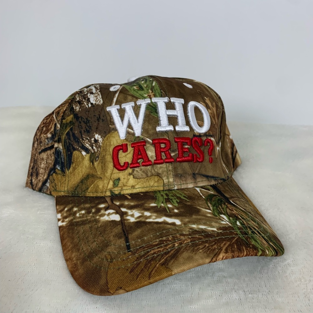 Camo Hat Who Cares Satire Hat Camouflage Cap Streetwear NYC LA